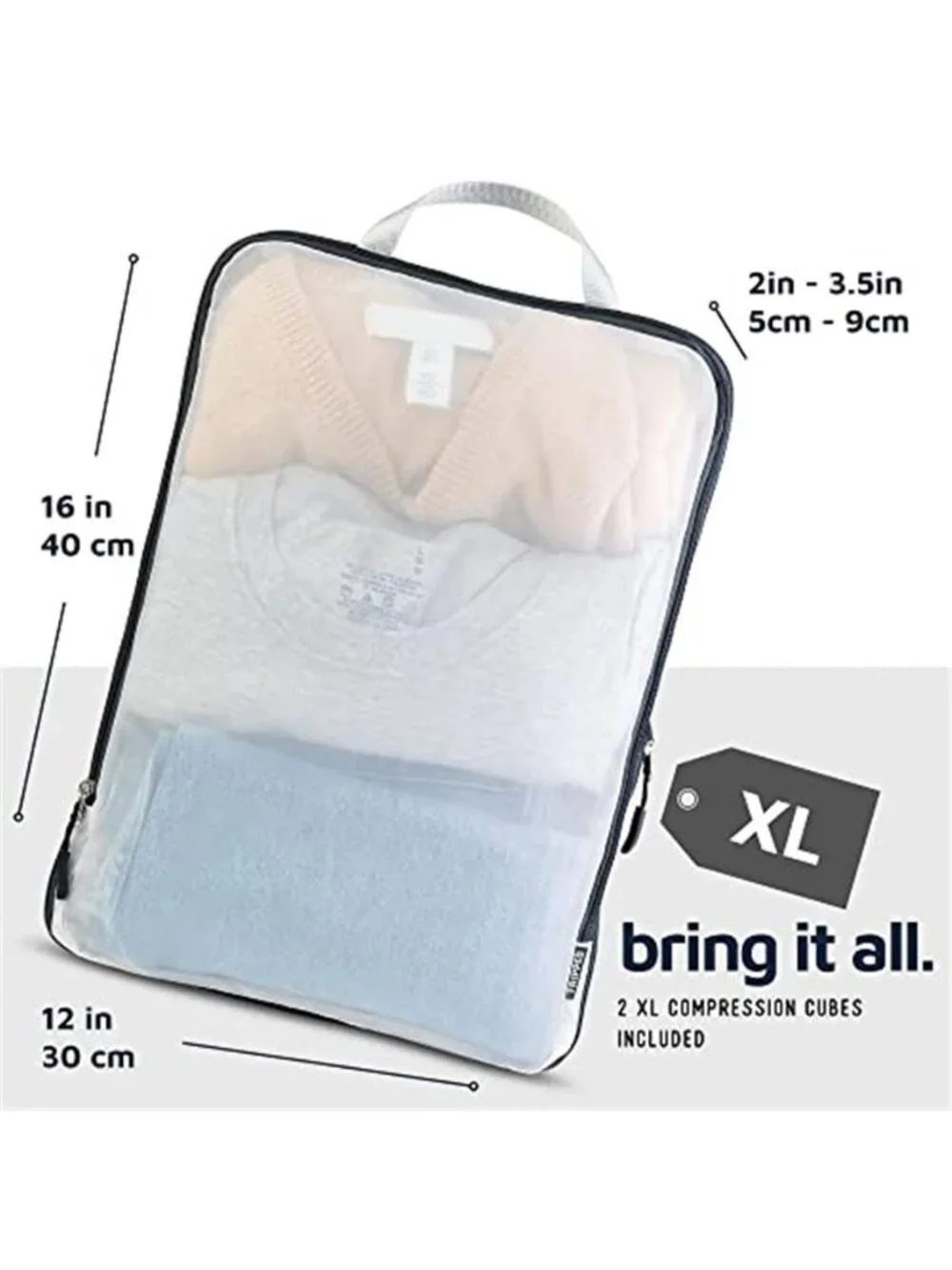 Compression Packing Cubes Travel Luggage Organizer Set Mesh Storage Bags 6 Piece